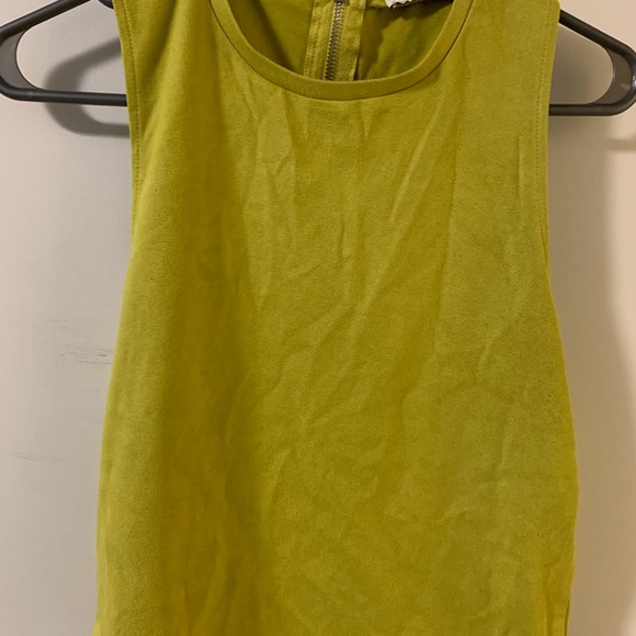 Lime Green Suede Crop Top - S - Picture 1 of 4
